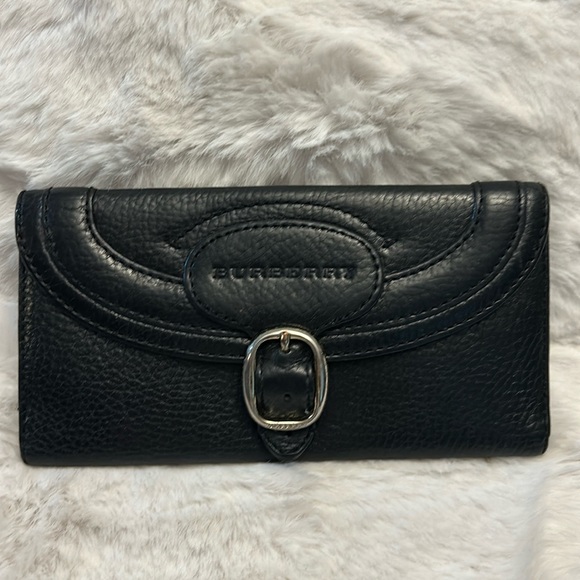 Burberry Black pebbled leather long wallet - Picture 1 of 17